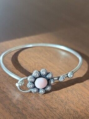 Pink Opal Sterling Silver Bangle